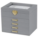 Kendal Jewelry Box, 5-LAYER Organizer With Glass Lid, Gray, Heart.... Fixed Price $52.42.