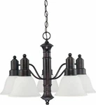 Nuvo 60-3143 5-LIGHTS Mahogany Bronze Chandelier With Frosted White Glass. Fixed Price $81.57.