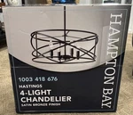 Hampton Bay Hastings Chandelier 4-LIGHT Satin Bronze 1003 418 676 New Box. Fixed Price $49.99.