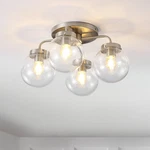 Jonathan Y Julian 18" 4-LIGHT Farmhouse Rustic Iron/glass Led Semi Flush Mount,. Fixed Price $129.99.