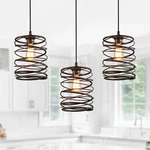 Lavie 8 In. 1-LIGHT Rusty Bronze Pendant With Spiral Iron Lantern Cage Lnc. Fixed Price $36.25.