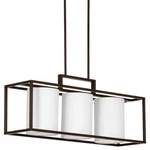 Province 3-LIGHT Antique Bronze Island Chandelier W/linen Shade By Progress L.. Fixed Price $154.40.