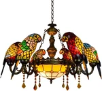 Stunning 6-HEAD Parrot Tiffany Crystal Chandelier For Home & Restaurant. Fixed Price $765.99.