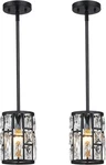Mexo Modern Crystal Pendant Fixture 2-PACK Matte Black Finish Hanginglight. Fixed Price $59.99.