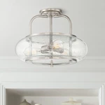 Quoizel Trilogy 16" Wide Brushed Nickel Seeded Glass Ceiling Light. Fixed Price $383.99.