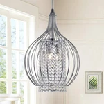 Warehouse Of Tiffany Ryelba Chrome Pendant Light Crystal Cage Chandelier. Fixed Price $165.00.