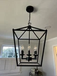 Brand New Pia Ricco 6-LIGHT Matte Black Lantern Industrial Cage Chandelier. Fixed Price $120.00.