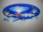 Oukaning 23.6 In. 8-LIGHT Blue Creative Cartoon Universe Flush Ceiling. Fixed Price $80.96.
