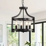 Farmhouse Chandelier Rustic Black Hanging Pendant Light Fixture Adjustable Metal. Fixed Price $72.99.