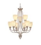 Vaxcel Opus 9-LIGHT Chandelier Satin Nickel, Feathered Opal Glass, 27.5 Wid. Fixed Price $110.00.