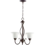 Quorum Spencer Light 20' Chandelier, Oiled Bronze/satin Opal 6010-3-186. Fixed Price $118.40.