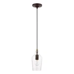 Livex Avery Light Mini Pendant, Bronze/brass Accent/clear Water 41240-07. Fixed Price $97.96.