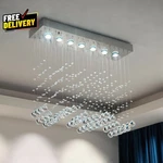 Crystal Chandelier Modern 7 Light Rectangular Deluxe Wave Chandel..... Fixed Price $179.99.
