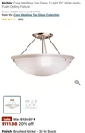 2PC Kichler 3122 Cove Molding Top Glass Light 15"W Semi-flush Nickel. Fixed Price $120.00.