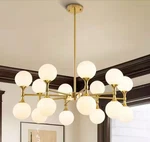 Rrtyo Ameal 16-LIGHT Brushed Brass Sputnik Chandelier Frosted Glass. Fixed Price $191.10.