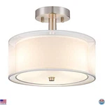 3-LIGHT Semi Flush Mount Ceiling Light, Drum Shade, Modern Fixture For Dining. Fixed Price $78.39.