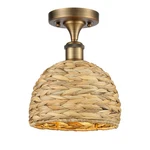 Innovations Lighting 516-1C-11-8 Woven Rattan Semi-flush Brushed Brass /. Fixed Price $193.60.