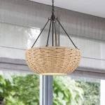 Golden Lighting Hathaway 20 1/4" Matte Black And Rope Basket Pendant. Fixed Price $389.99.