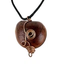Pendant Necklace Artisan Copper Wire Wrap Wood Black Cord Boho Rustic Jewelry. Fixed Price $15.95.