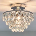 Elegant Chrome Crystal Semi Flush Mount Chandelier For Hallway & Bedroom. Fixed Price $75.99.