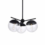 Elegant Lighting LD6129BK Eclipse 3 21"W Chandelier Clear Glass , Black. Fixed Price $145.00.