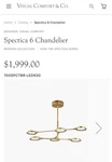 Visual Comfort Tech Lighting Spectica 6 Chandelier Gold 700SPCTG-LED930. Fixed Price $850.00.