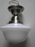 Vintage Style * Hudson Valley Edison Nickel School House Light White Globe. Fixed Price $39.95.