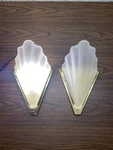Vintage Quoizel Art Deco Shell Slip Shade Wall Sconce Pair Mcm Regency. Fixed Price $139.95.