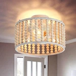 New Bohemia Wood Beaded Boho Chandelier Light Fixture Semi Flush Mount Fast Ship. Fixed Price $52.97.