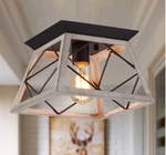 Q&s Farmhouse Ceiling Light Oak Semi Flush Mount Vintage 1 Square Rusti.... Fixed Price $32.99.