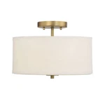 Savoy House Meridian 13" X 10" 2-LIGHT Brass Semi-flush Mount White Fabric Shade. Fixed Price $77.83.