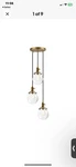 Phansthy 3-LIGHT Cluster Pendant Antique Brass Chandelier With 5.9 Globe. Fixed Price $40.00.