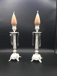 Vintage Cast Iron Shabby Chic Crystal Candle Holder With 13". Fixed Price $64.99.