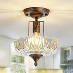 Uofus Glass Ceiling Light Fixture Vintage Small Semi Flush Mount Chandelier Oil. Fixed Price $70.16.