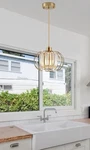 Gold Pendant, Light Fixture, Modern Farmhouse Mini Chandelier 1-HANGING. Fixed Price $40.00.