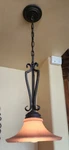 Feiss Lighting Pendant Fixture - Wrought Iron & Frosted Glass Warm Bronze. Fixed Price $129.95.