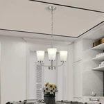 Hampton Bay Helena Collection 3-LIGHT Brushed Nickel Chandelier Frosted Etched. Fixed Price $49.99.