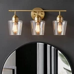 22 In. 3-LIGHT Antique Brass Vanity With Goblet Glass Shade. Fixed Price $47.99.