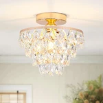 Gold Crystal Chandelier Small, Mini Ceiling Light Modern Flush Mount. Fixed Price $83.99.