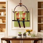 Tiffany Stained Glass 2 Parrots Chandeliers Home Lighting Pendant Ceiling Lamps. Fixed Price $189.00.