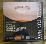 Hampton Bay Stetson 11 In. 1-LIGHT Brushed Nickel Led Flush Mount. Fixed Price $19.99.