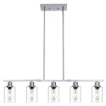 39.4 Kitchen Island Lighting 5 Lights Clear Glass Pendant Fixtue Chrome. Fixed Price $125.08.