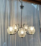 French Chrome Chandelier Mid Century Silver Venetian Clear Bubble Glass Vintage. Fixed Price $349.00.