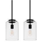 Hampton Bay 2-PACK Mullins 6.75 In. Coal Black Mini Pendant Hanging Light. Fixed Price $30.99.