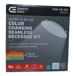 Commercial Electric Ultra Slim Led Color Changing Seamless Recessed Kit White. Fixed Price $10.00.