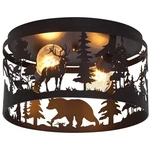 Rustic Farmhouse Flush Mount Ceiling With Deer & Bear Design, 2-LIGHT E.... Fixed Price $158.59.