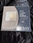 Hampton Bay Wall, Sconces, Brush, Nickel, Finish, Frosted Seeded Glass Shade. Fixed Price $23.57.