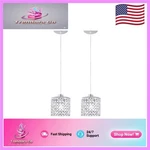 Sleek Dimmable Moderna Crystal Pendant Lights Set Of 2 - Ideal For Home Decor. Fixed Price $95.99.