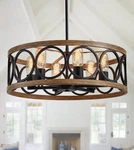 Modern Farmhouse Drum Chandelier Black Retro Wood Finish 6-LIGHTS Round M.... Fixed Price $237.98.