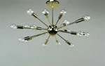 Mid Century Polished Brass Atomic Sputnik Starburst Chandelier Light Fixture. Fixed Price $202.98.